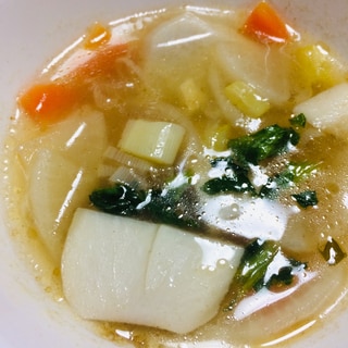 大根の葉と根菜の中華スープ